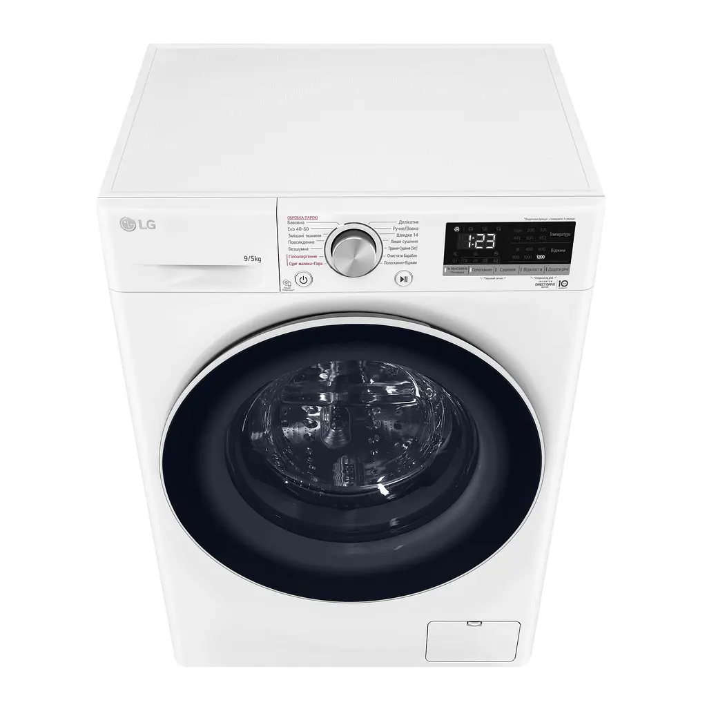 Прально-сушильна машина LG фронтальна, 9(5)кг, 1200, А, 48см, дисплей, пара, інвертор, білий (F2V3FG0W) - фото 8