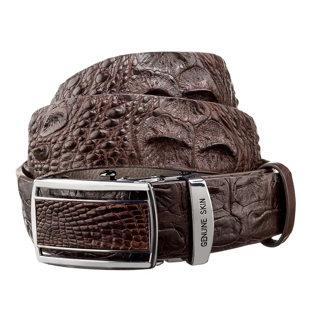 Ремінь-автомат з натуральної шкіри крокодила коричневий CROCODILE LEATHER 18240 120 см - фото 11