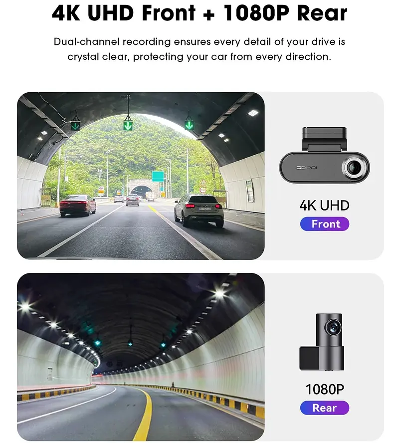 Відеореєстратор DDPAI Dashcam N5 2026 + камера заднього виду - фото 7