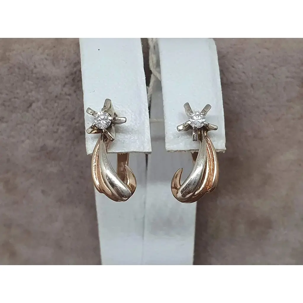 Золоті сережки ЮЗ "Багет" з діамантами. 0В410250736/21 - фото 4