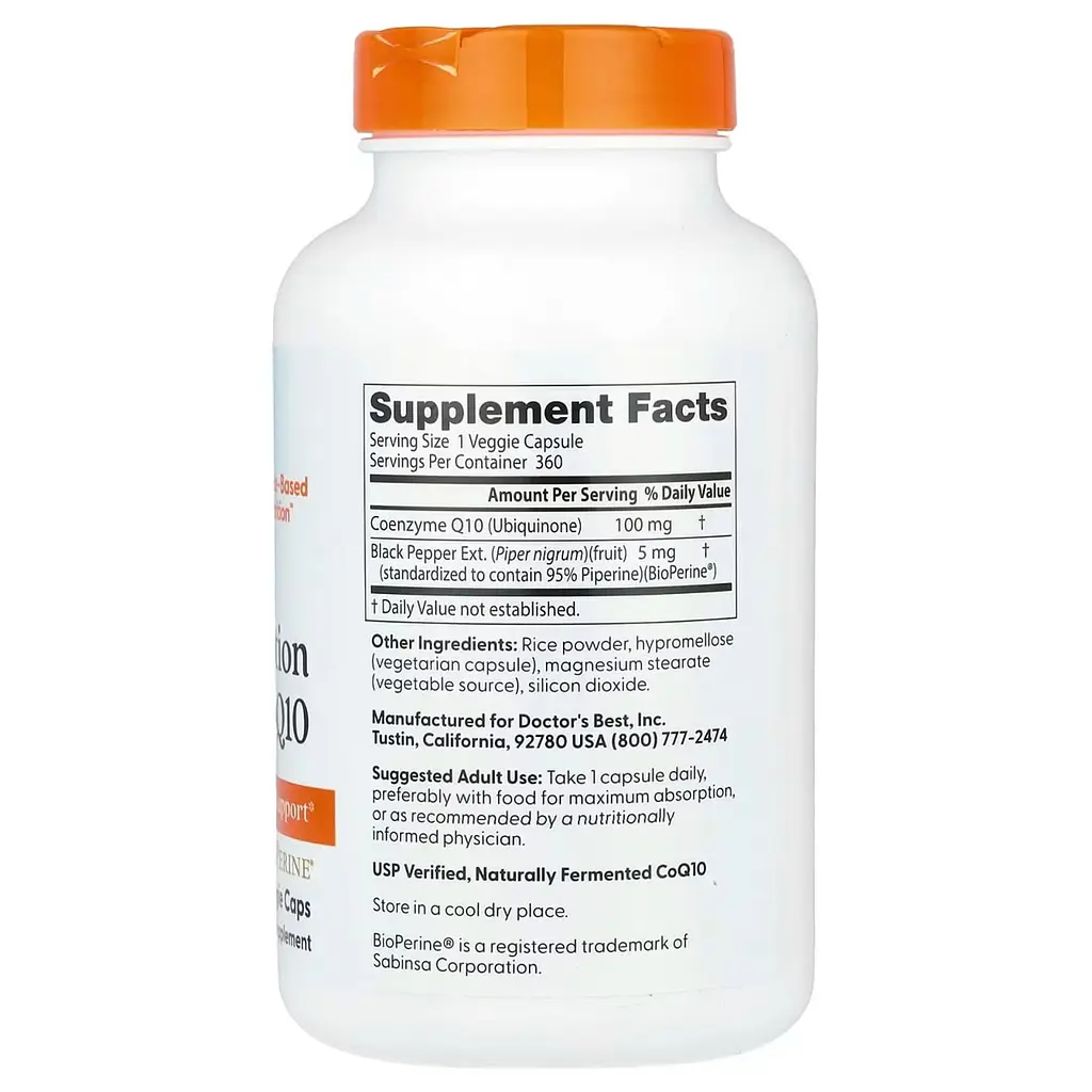 Коензим CoQ10 з біоперіном Doctor's Best CoQ10 with BioPerine 100 мг 360 капсул - фото 2