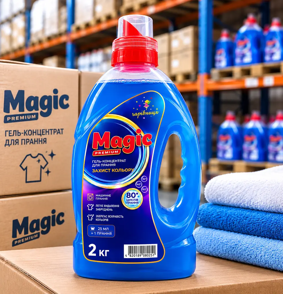 Гель-концентрат для прання Чарівниця Magic Premium "Захист кольору" - універсальний пральний гель для машинного та ручного прання 2 кг (80 циклів) - фото 3