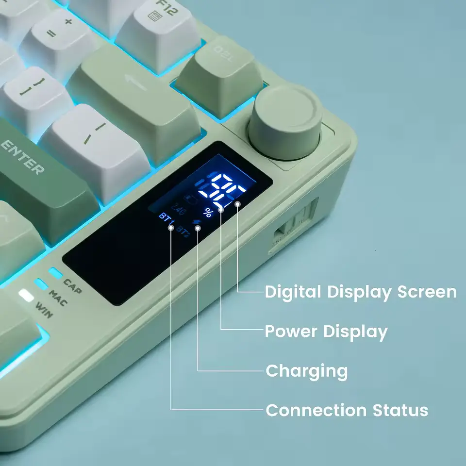 Ігрова мембранна клавіатура Womier DK75 / Три режими підключення / OLED Screen / Green - фото 3