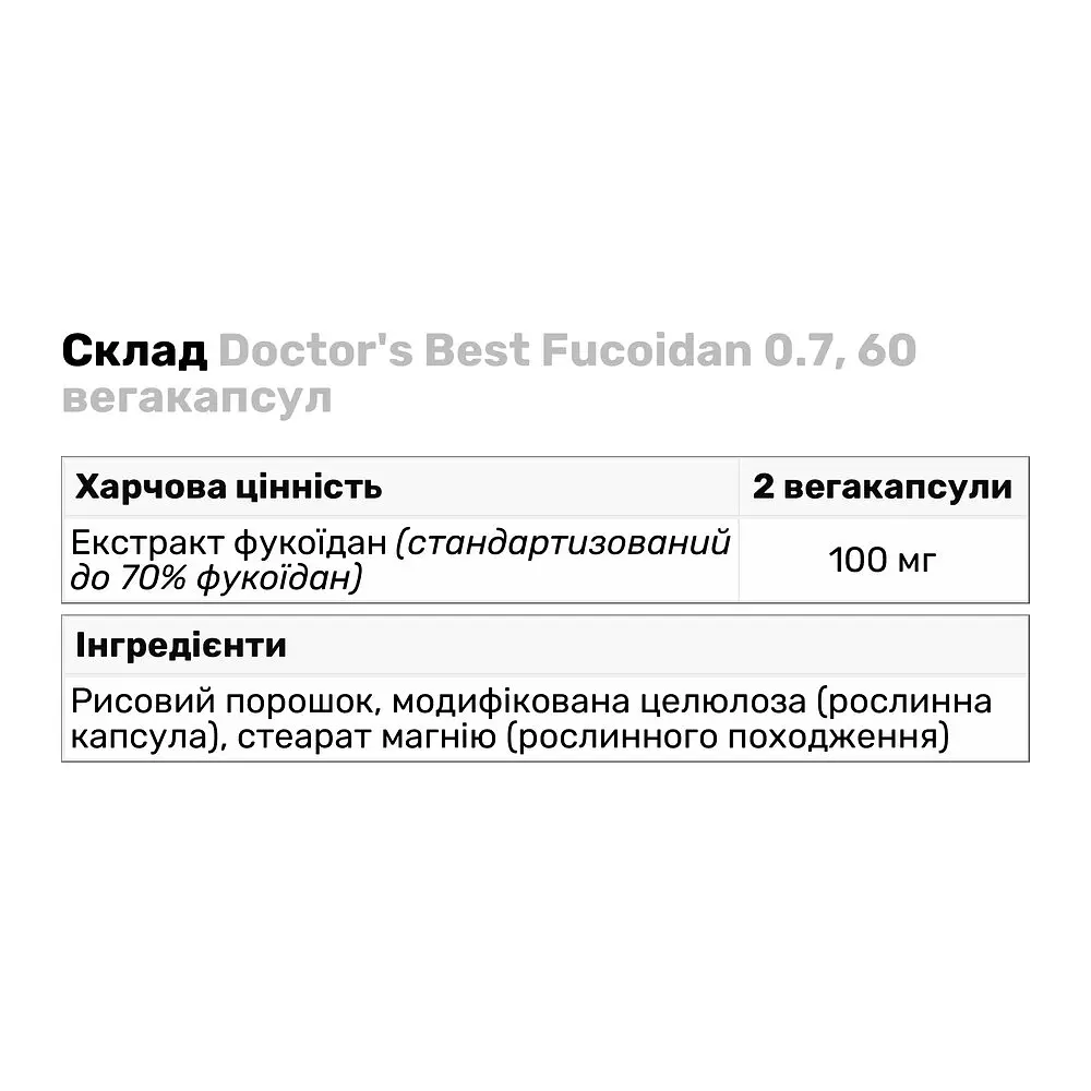 Натуральна добавка Doctor's Best Fucoidan 0.7, 60 вегакапсул - фото 3