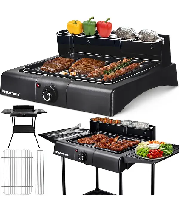 Настольный/садовой электрогриль Heckermann BG 1703 2 в 1 2400 Вт (BQ1703XLP-SWGF(1) - фото 3