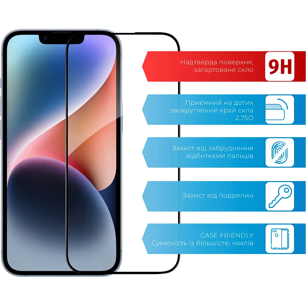 Стекло защитное ACCLAB Full Glue Apple iPhone 14 (1283126541957) - фото 2