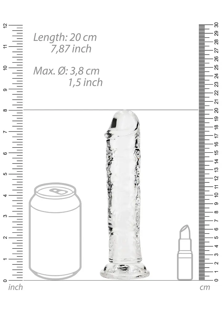 Фалоімітатор RealRock Crystal Clear Realistic Dildo 7'' 20 см прозорий - фото 7