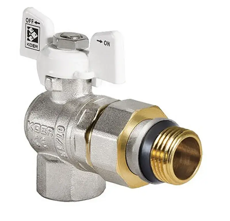 Кран з американкою 3/4" "антіпротечка"Koer KR.228.W-Gi кутовий білий KR0193