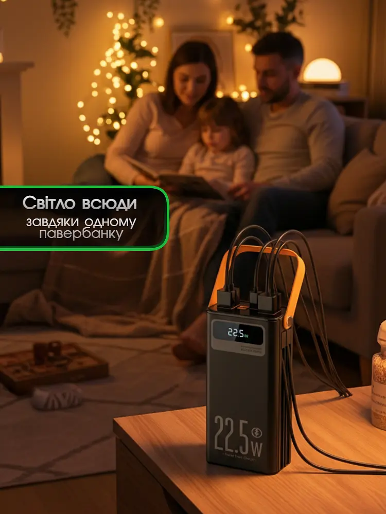 Павербанк з швидкою зарядкою 30000mAh KPG POWER BANK Soonest Fast Charging пауербанк, павер банк, умб Fast Type-C In /Out: 4 USB 5V/2A Повербанк,Чорний  - фото 10