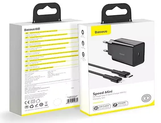 Мережевий зарядний пристрій Baseus Speed Xiaomini 18W 3A + Cable Type-C to Lightning TZCCFS-F01 Black - фото 5