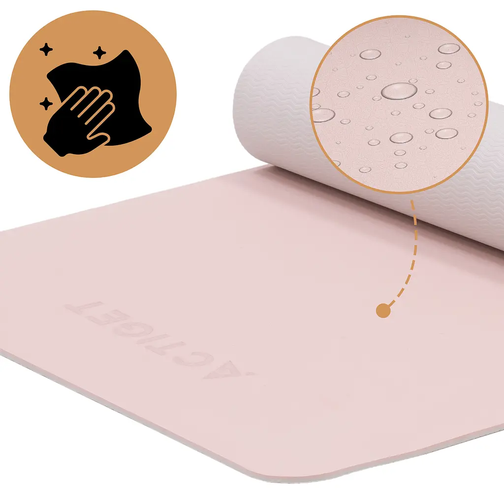 Килимок спортивний Actiget TPE 183 x 61 x 0.6 см для йоги та фітнесу ACT0023 Pink/Grey - фото 8