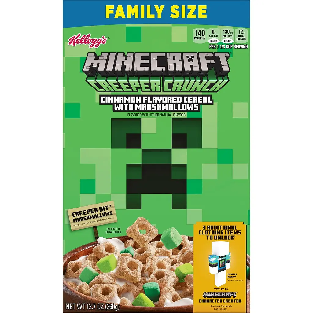 Пластівці Kellogg's Minecraft Creeper Crunch Cinnamon with Marshmallows 360g