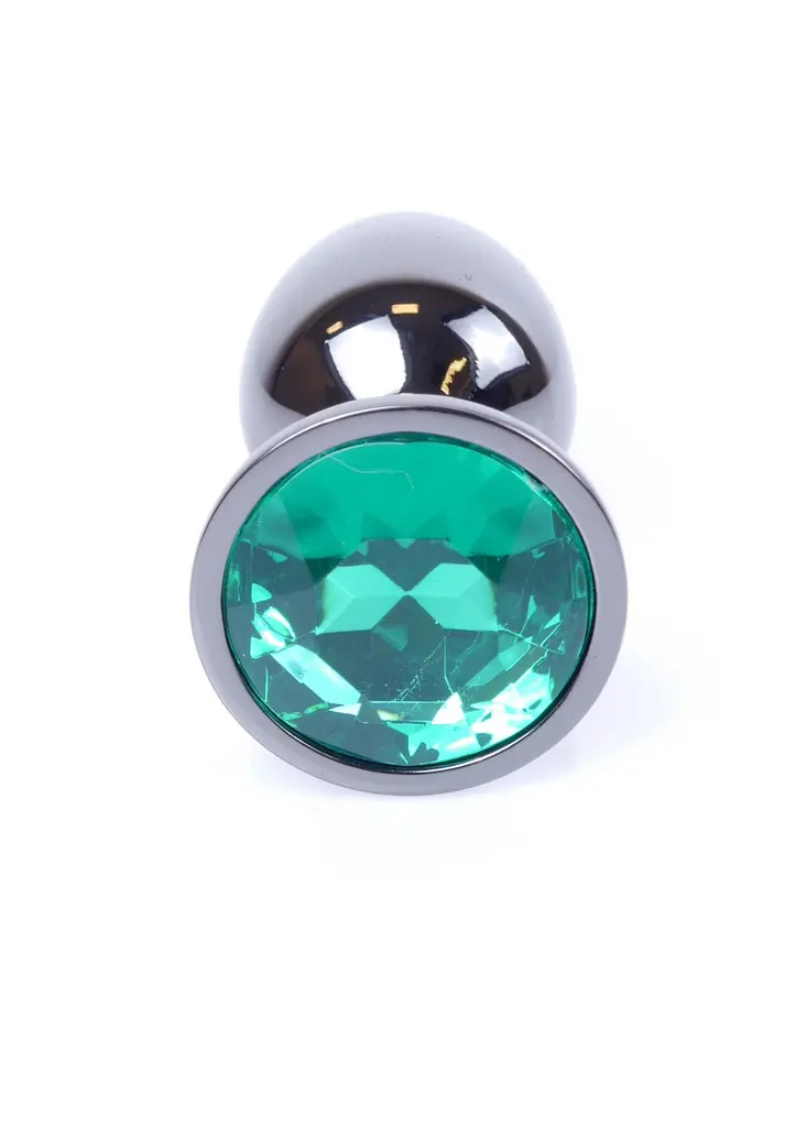 Анальна пробка - Jewellery Dark Silver Plug Green - фото 5