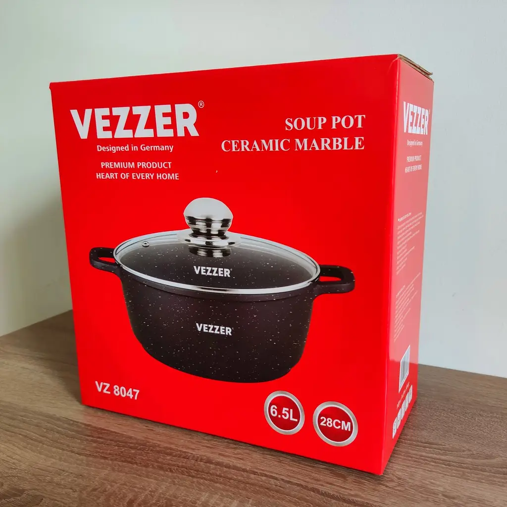 Каструля Vezzer з кришкою 28 см 6.5 л чорна (VZ8047) - фото 7