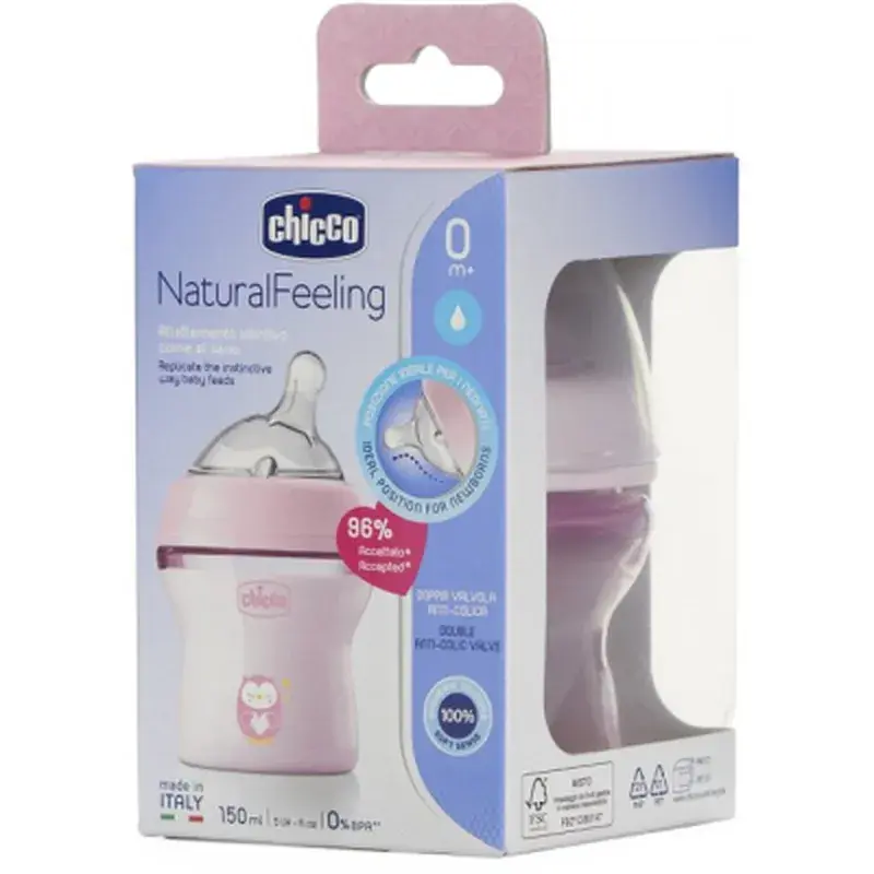 Пляшечка для годування Chicco Natural Feeling Color 150 мл +0 міс Рожева (81311.10) - фото 8
