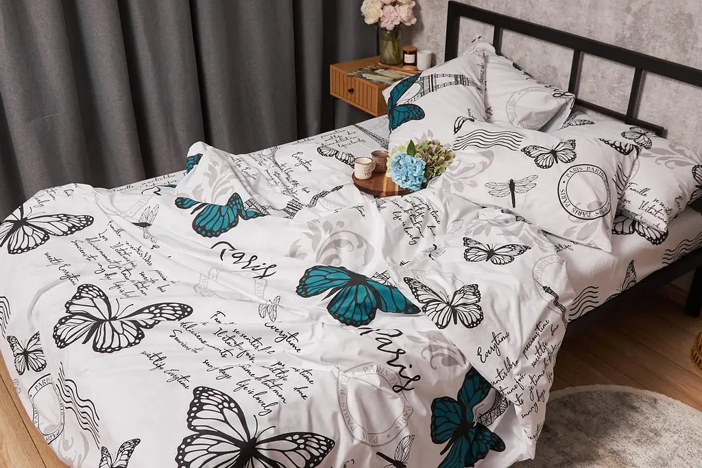 Пододеяльник Moon&Star Бязь Gold Люкс Green Butterflies Полуторный 143x210 см - фото 4