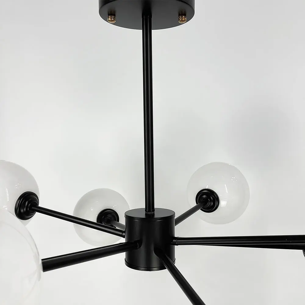 Люстра в черном корпусе на 8 белых глянцевых плафонах | Ст. F 68/8 BK | Line F - фото 3