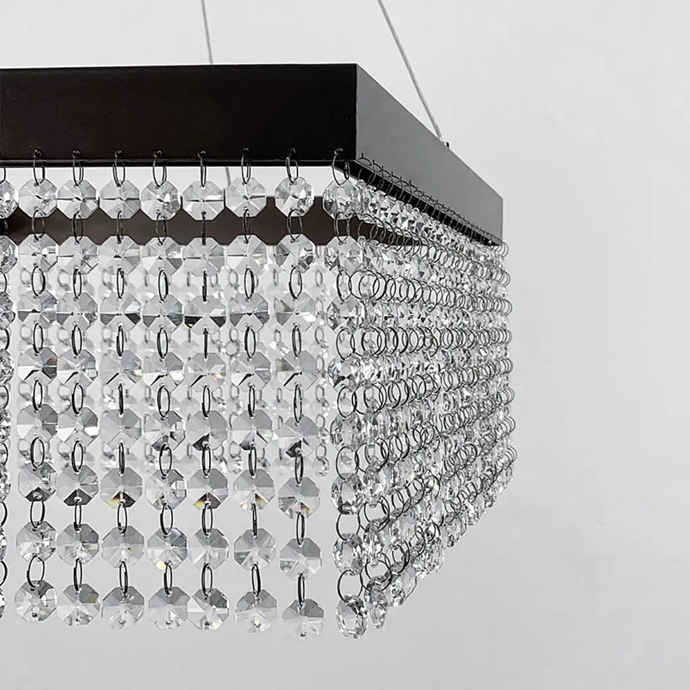 Невероятная хрустальная квадратная люстра с бронзовой обводкой h35 Line.F Диаметр 30см - фото 3