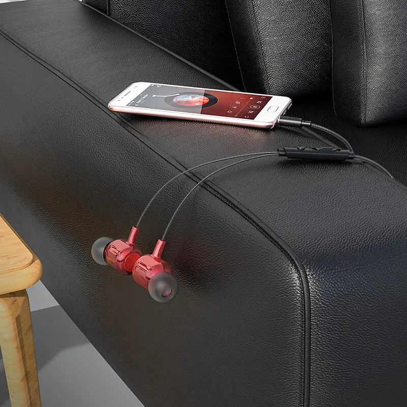 Проводные вакуумные наушники Hoco M87 String wired earphones with microphone, 3.5mm, 1.2m, red - фото 4