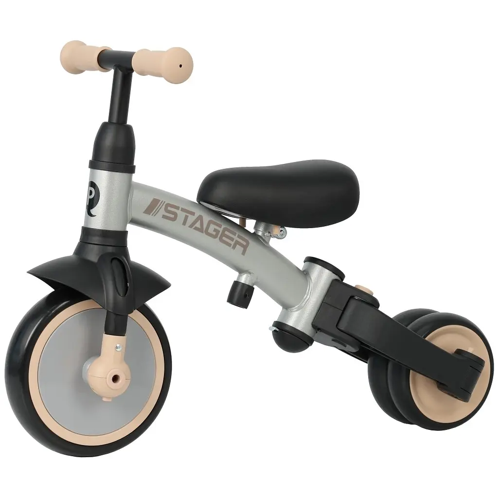 Дитячий велосипед QPlay Stager 3 в 1 з ручкою, біговел, Silver (T80STAGERSilver) - фото 3
