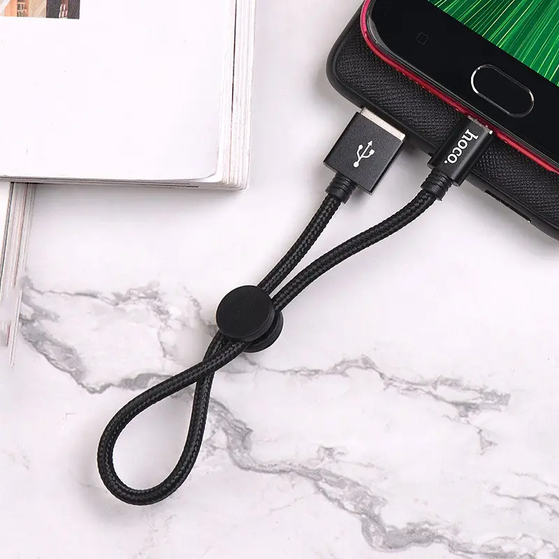 Кабель із посиленим обплетенням HOCO X35 microUSB зарядний 25 см короткий шнур - фото 2