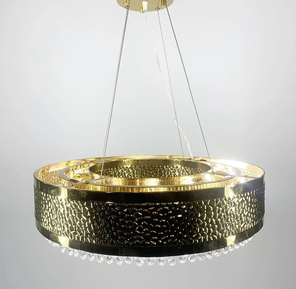 Невероятная дизайнерская люстра в золотом каркасе с хрусталиками Ø 80 см | Ст. D 7300-800 GD Line F - фото 2
