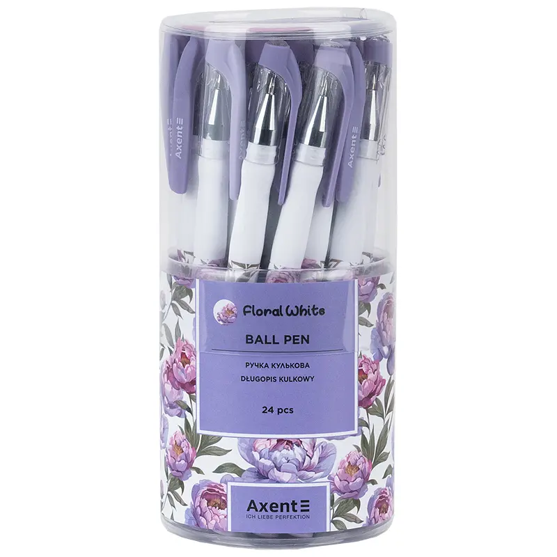 Набір ручок Axent Floral White кулькові 24 шт. сині (AB1049-43-A) - фото 3