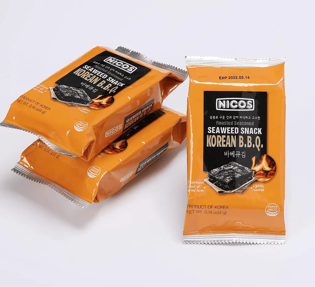 Чіпси з морських водоростей Nicos Seaweed Snack Korean BBQ 4г - фото 5