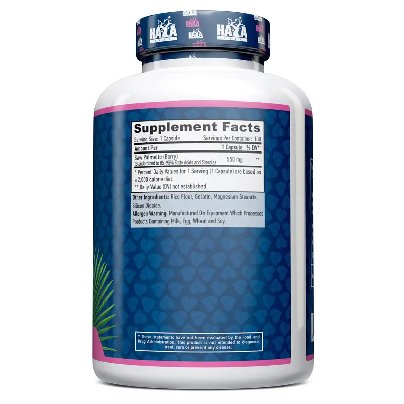 Натуральна добавка Haya Labs Saw Palmetto 550 mg 100 капсул - фото 2