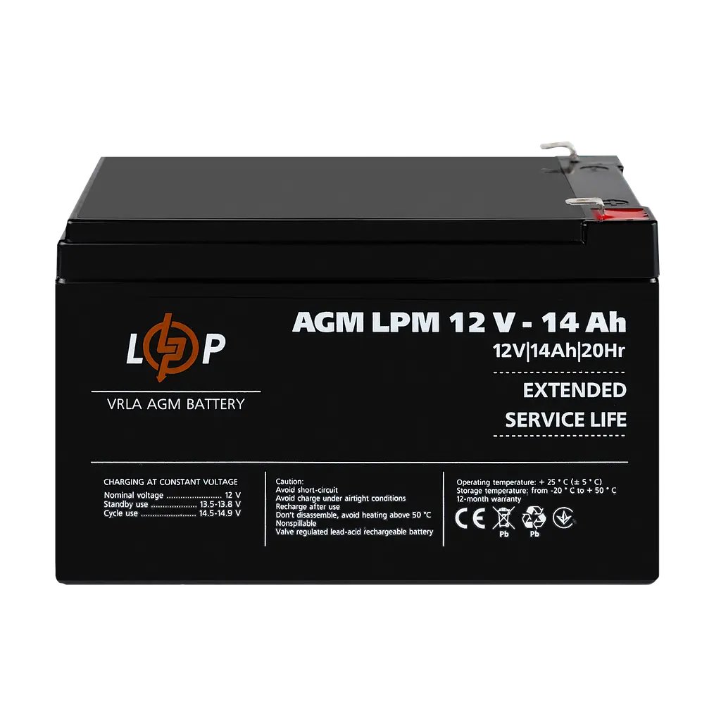 Акумулятор AGM LPM 12V - 14 Ah - фото 2