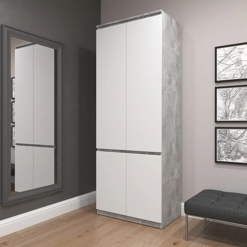 Шафа для одягу Vays R-10, з полицями та штангою, без ручок, ЛДСП, 80×50×211 см - для спальні, вітальні, передпокою - фото 10