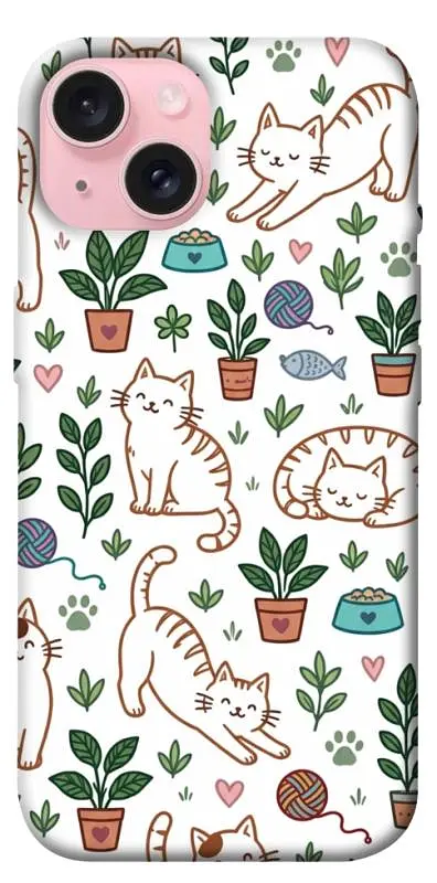 TPU чохол Demsky Cats pattern для Apple iPhone 15 (6.1")