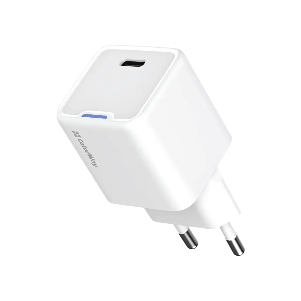 Зарядний пристрій ColorWay GaN Mini 25 Вт порт PD PPS USB-C білий (CW-CHS052PD-WT)
