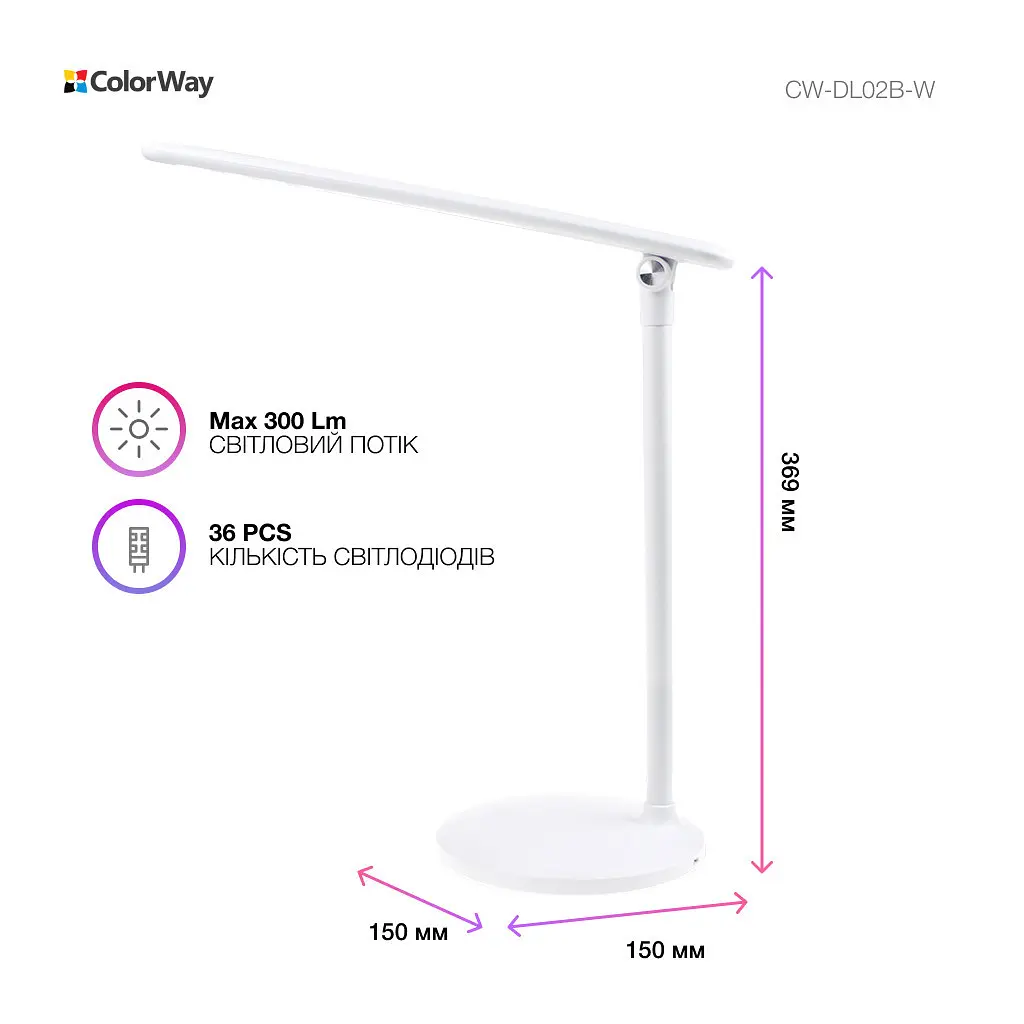 Настільна лампа ColorWay 4W with built-in battery 1800 mAh USB in/out 5V*1A, white (CW-DL02B-W) - фото 7