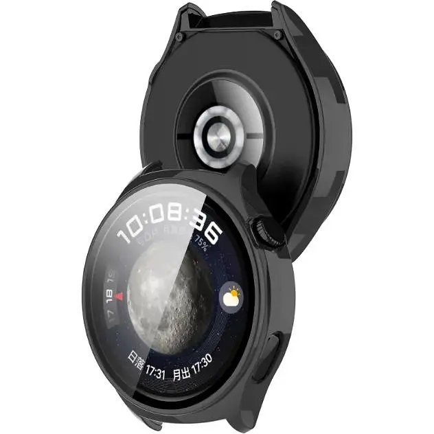 Чехол-накладка DK Пластик Soft-Touch Glass Full Cover для Huawei Watch 4 (black) - фото 2