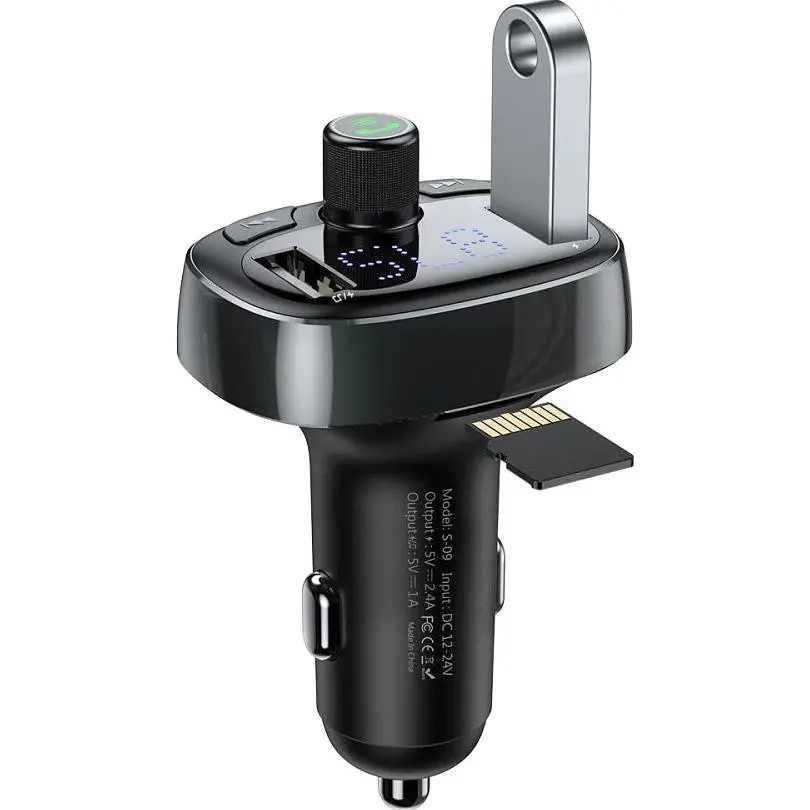 FM-трансмиттер Baseus FM Launcher S-09 2.4A 2хUSB-A Black [CCMT000301] [96091] - фото 4