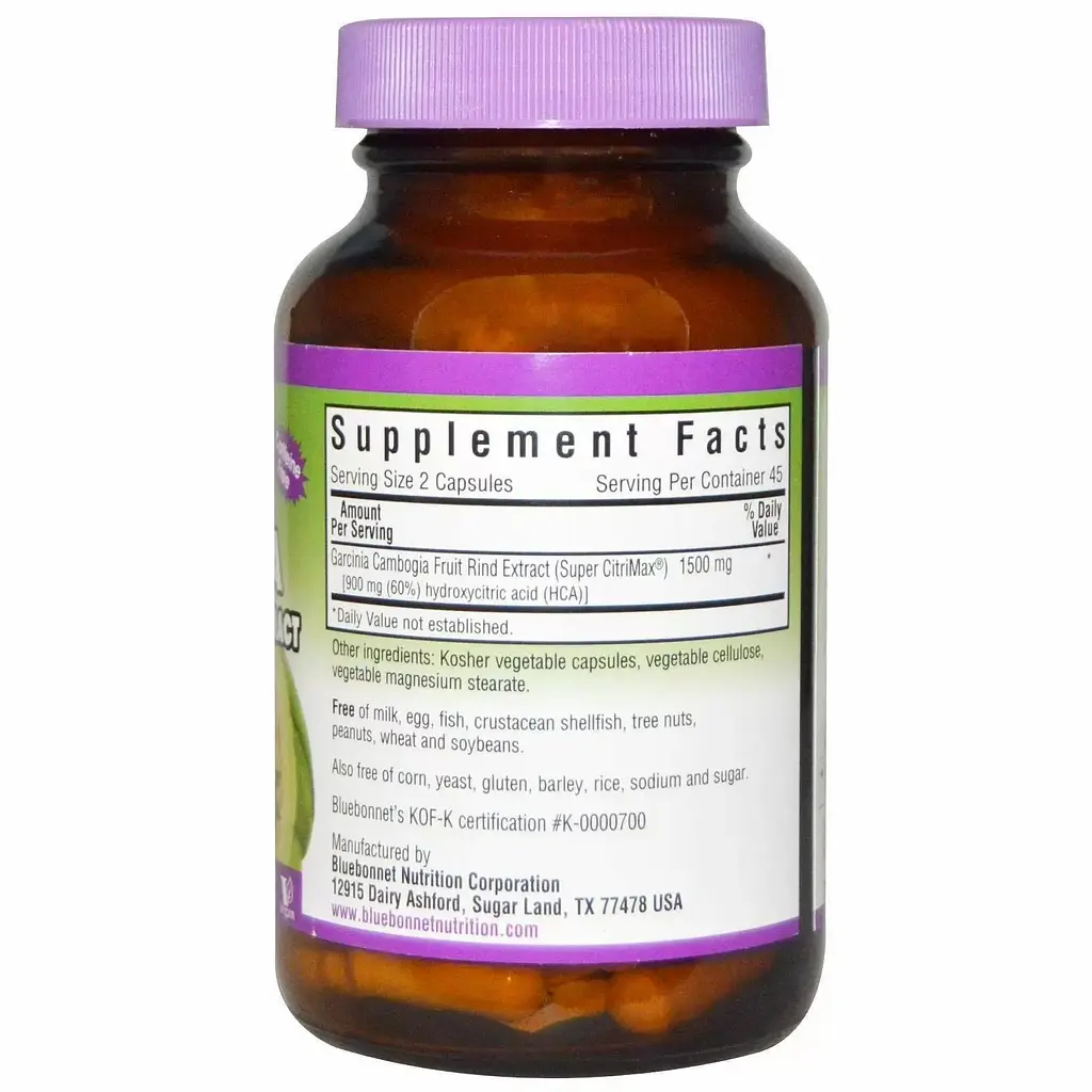 Екстракт гарцинії камбоджійської Bluebonnet Nutrition Garcinia Cambogia Fruit Rind Extract 90 вегетаріанських капсул - фото 2