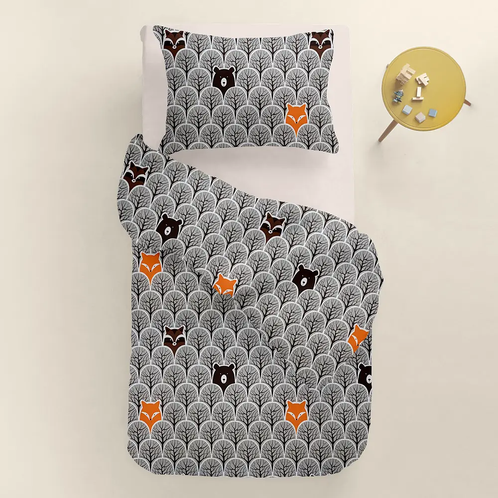 Дитяча постіль Cosas Wood Animals без простирадла 110х140 см (BearsWoodGrey_140_2) - фото 2