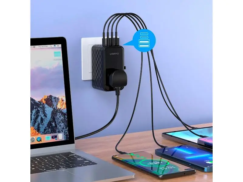 Мережевий зарядний пристрій Choetech 4xUSB 100 W PD (2xUSB-C+2xUSB-A) charger diamond model Black (PD6028-BK) - фото 4
