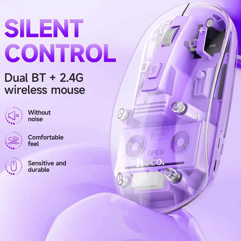 Миша бездротова Hoco GM29 Mysterios Bluetooth + 2.4G Romantic purple - фото 2