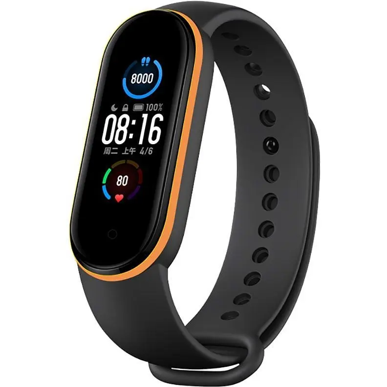 Ремінець Uwatch Double Color Replacement Silicone Band For Xiaomi Mi Band 5/6/7 Black/Yellow Line - фото 2