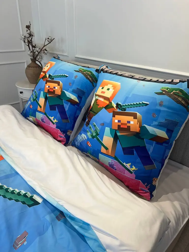Постільна білизна 3D полуторна з мікросатину Minecraft №3 31397 150х215 см 50х70 см - фото 6