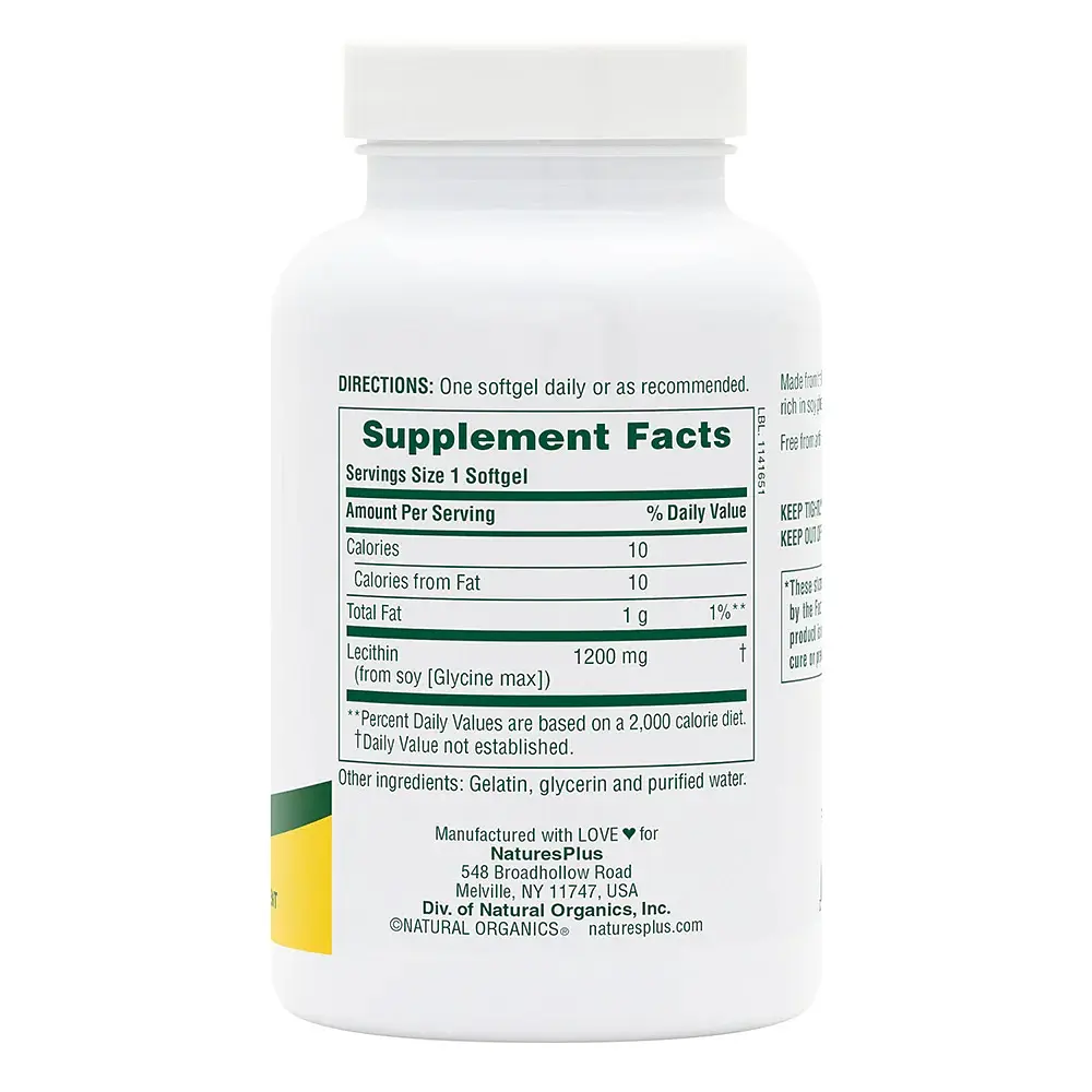 Натуральная добавка Natures Plus Lecithin 1200 mg, 90 капсул - фото 2
