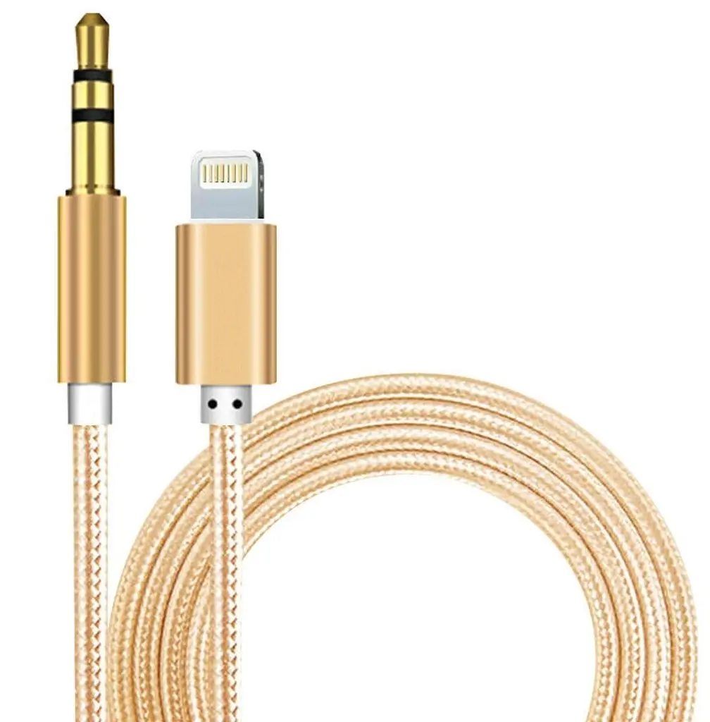 Кабель AUX Lightning - TRS Audio M/M 1м Золотистий