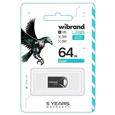 USB флеш накопитель Wibrand 64GB Hawk Black USB 2.0 (WI2.0/HA64M1B) - фото 2
