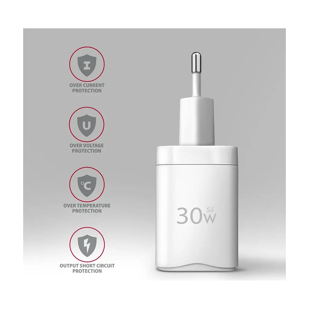 Зарядний пристрій AXAGON 1xUSB QC4.0 + 1xUSB-C PD30W PPS white (ACU-PQ30W) - фото 6