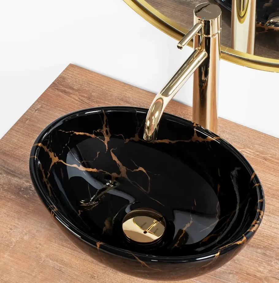 Умивальник Rea Sofia 27x35 mini black marble shine (REA-U6963), Глянцева - фото 3