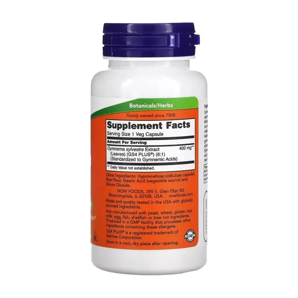 Трави Now Foods Джимнема Сільвестра, 400 мг, Gymnema Sylvestre, 90 вегетаріанських (NOW-04707) - фото 2