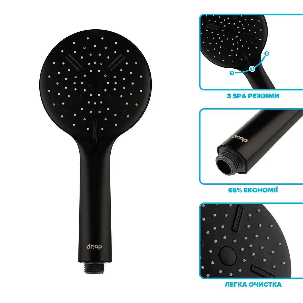 Водосберегающая душевая лейка Drop SPA3F-MULTI120BL "X-Cross" с 3 SPA потоками - Экономия 42% - фото 3