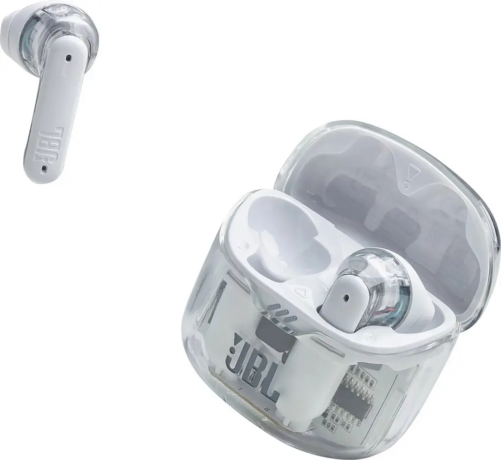 Навушники бездротові JBL Tune Flex 2 (JBLTFLEX2GWHT) стереогарнітура в кейсі прозора біла - фото 3